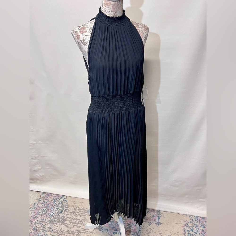 1 STATE‎ Black halter neck pleated skirt midi dress size S. - Picture 5 of 16